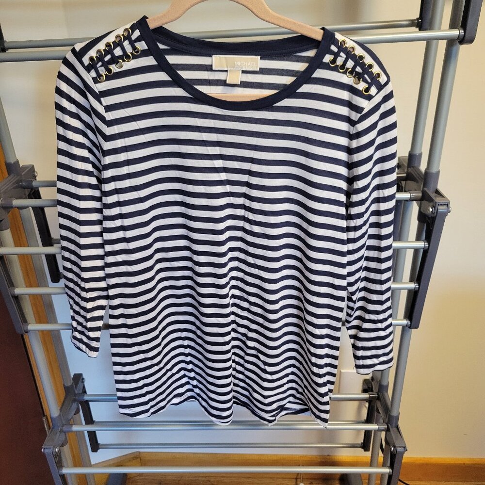 EUC Michael Kors Navy & White Striped Top